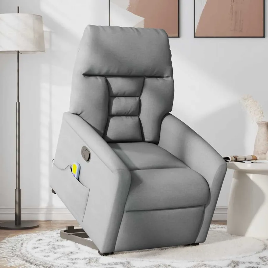 Fauteuil de massage inclinable Gris clair Tissu - 2