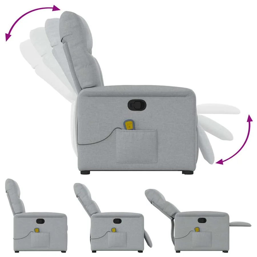 Fauteuil de massage inclinable Gris clair Tissu - 8