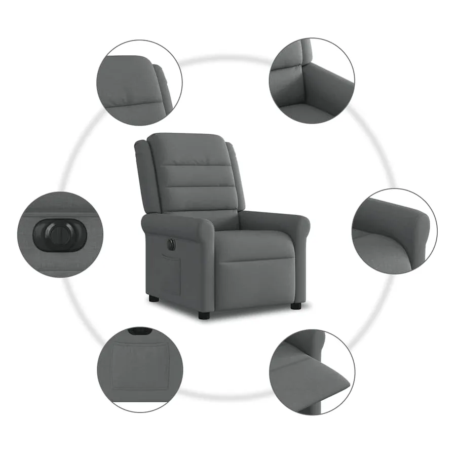 Fauteuil inclinable électrique Gris foncé Tissu - 10