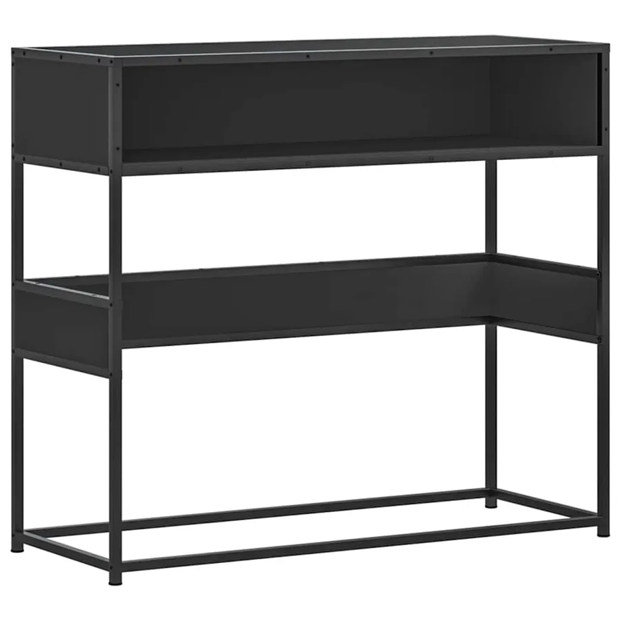 Table console noir 90x35x80 cm bois d'ingénierie - 2