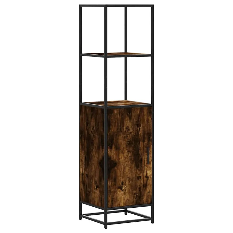 Buffet haut chêne fumé 35,5x35x139 cm bois d'ingénierie métal - 2