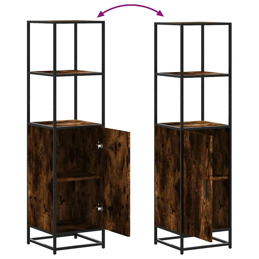 Buffet haut chêne fumé 35,5x35x139 cm bois d'ingénierie métal - 8