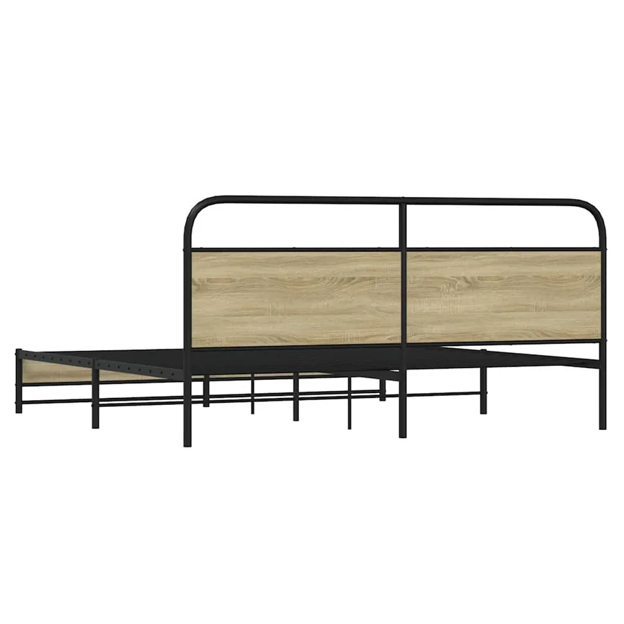 Cadre de lit en métal sans matelas chêne sonoma 193x203 cm - 7