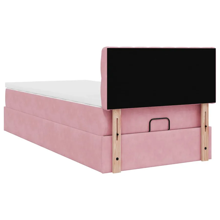 Cadre de lit ottoman avec matelas rose 90x190 cm velours - 9