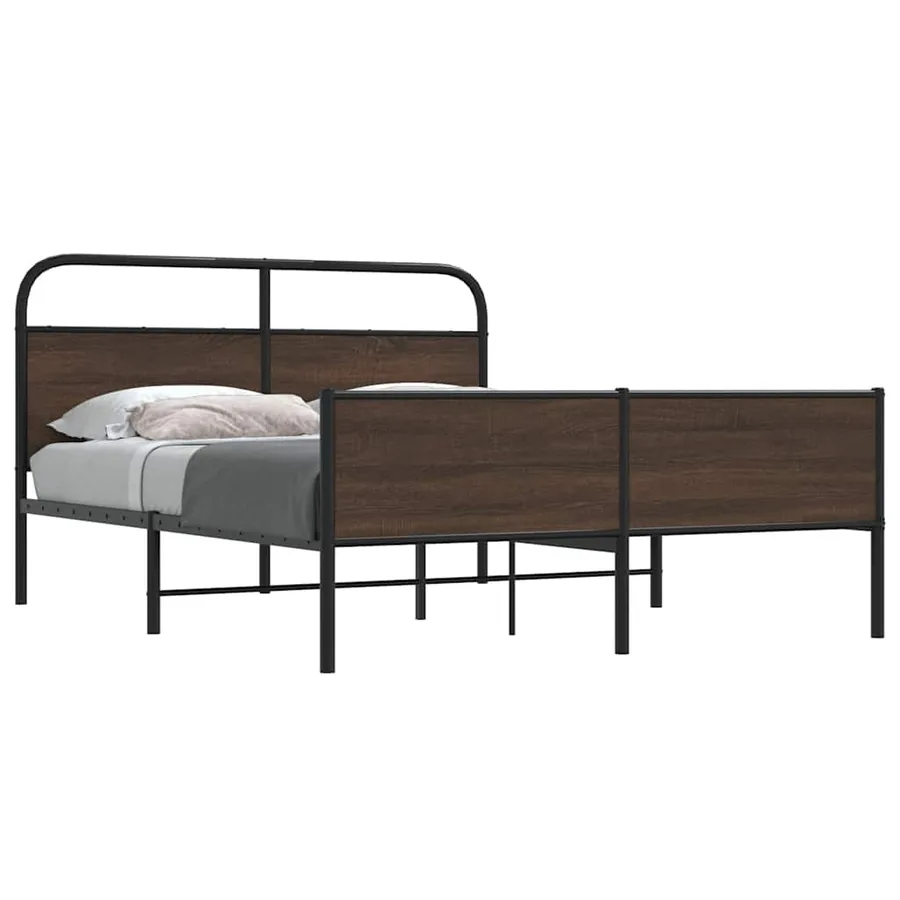 Cadre de lit en métal sans matelas chêne marron 160x200 cm
