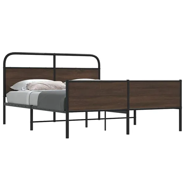 Cadre de lit en métal sans matelas chêne marron 160x200 cm