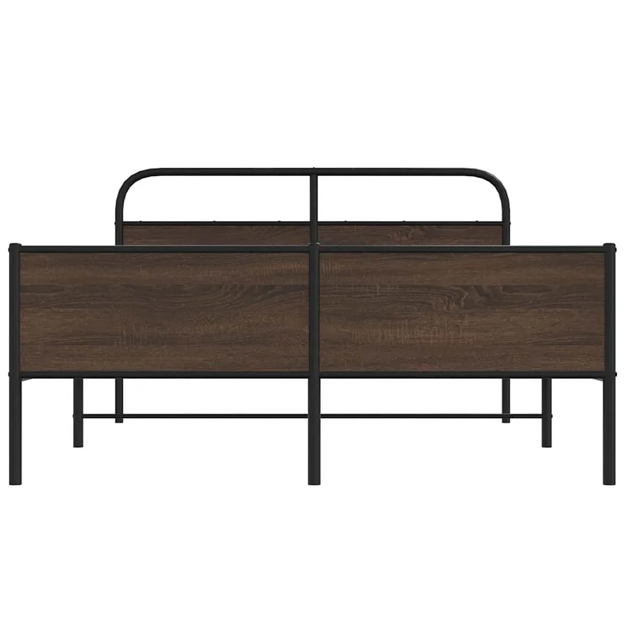 Cadre de lit en métal sans matelas chêne marron 160x200 cm - 5