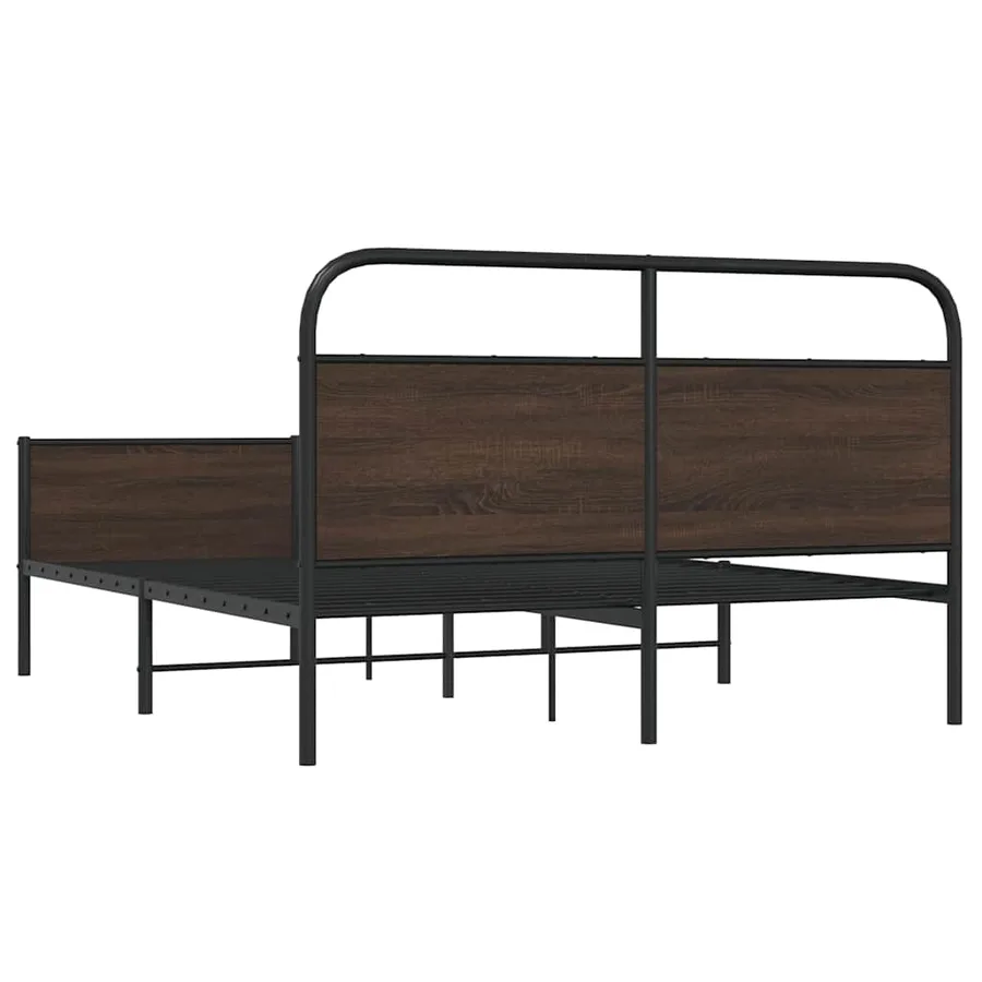 Cadre de lit en métal sans matelas chêne marron 160x200 cm - 7