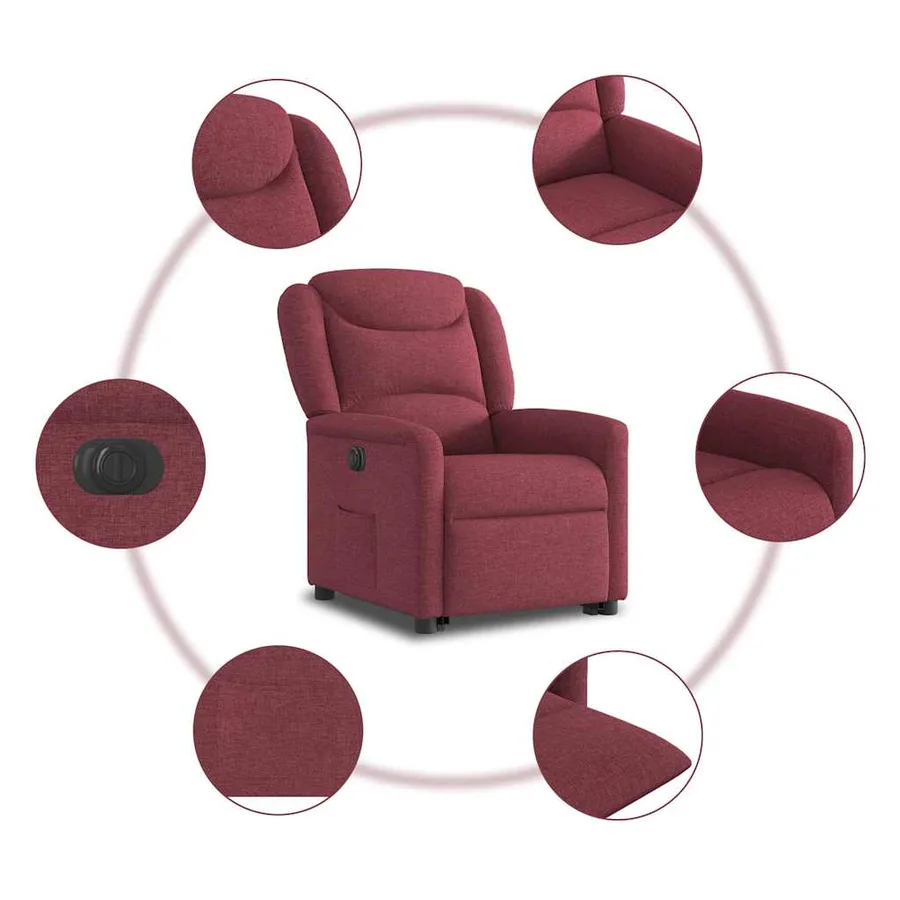 Fauteuil inclinable électrique rouge bordeaux tissu - 11