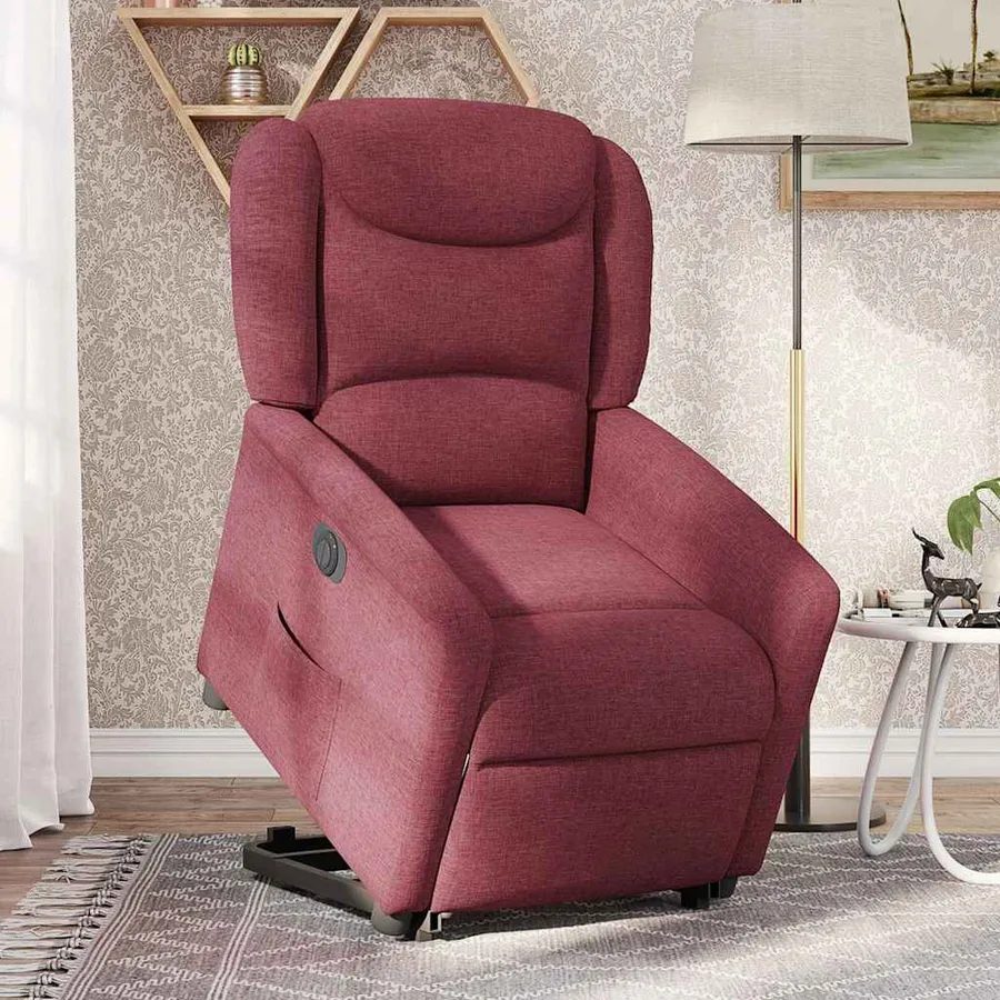 Fauteuil inclinable électrique rouge bordeaux tissu - 2