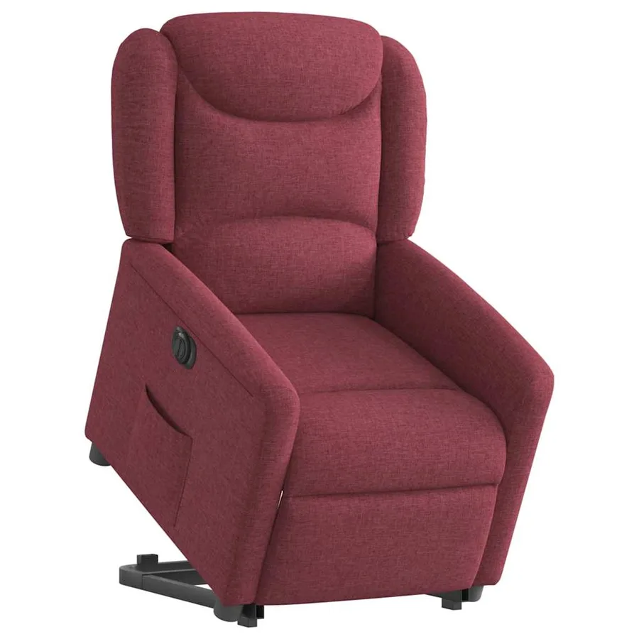 Fauteuil inclinable électrique rouge bordeaux tissu - 3