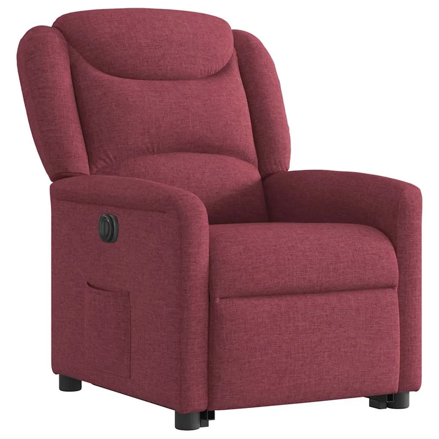 Fauteuil inclinable électrique rouge bordeaux tissu - 4