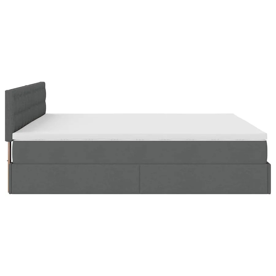 Cadre de lit ottoman avec matelas gris foncé 160x200cm tissu - 11