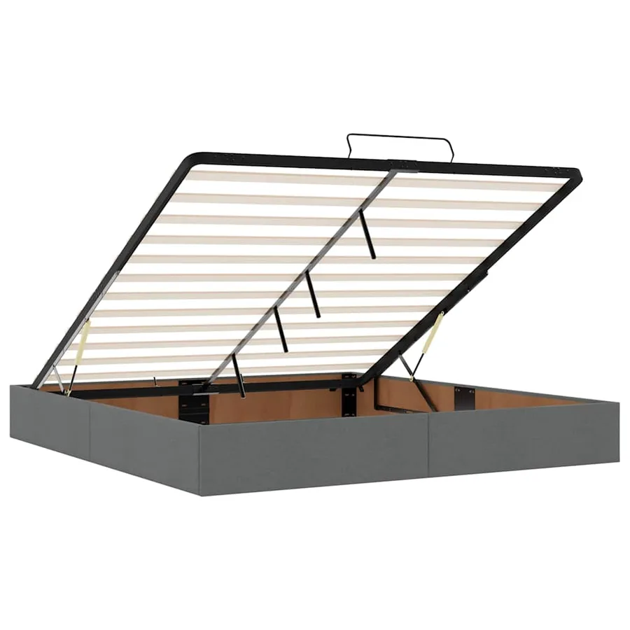 Cadre de lit ottoman avec matelas gris foncé 160x200cm tissu - 13