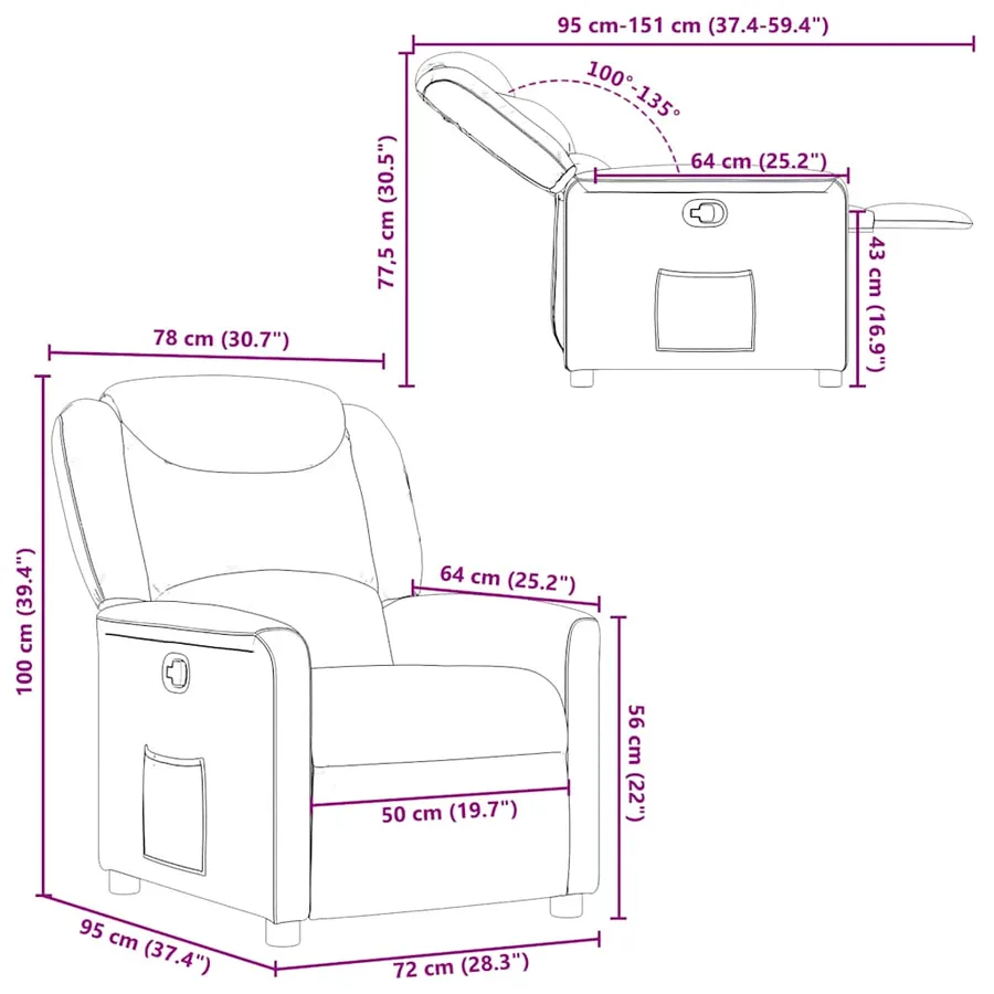 Fauteuil inclinable Noir Tissu - 11