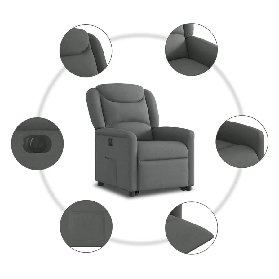 Fauteuil inclinable électrique gris foncé tissu - 11