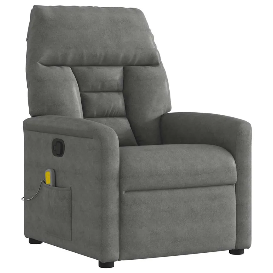 Fauteuil inclinable de massage gris foncé tissu microfibre