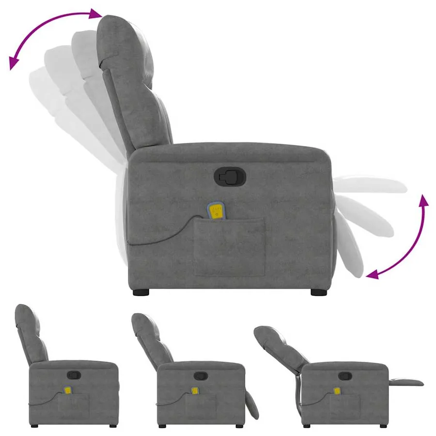 Fauteuil inclinable de massage gris foncé tissu microfibre - 6