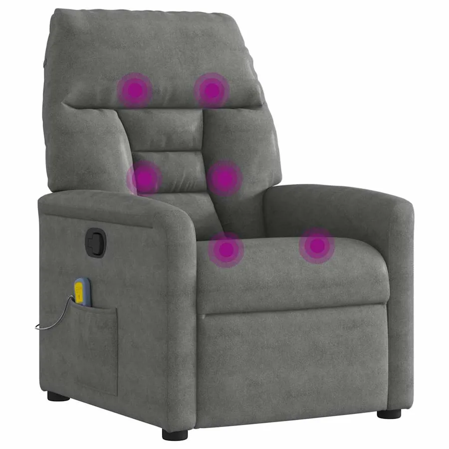 Fauteuil inclinable de massage gris foncé tissu microfibre - 7