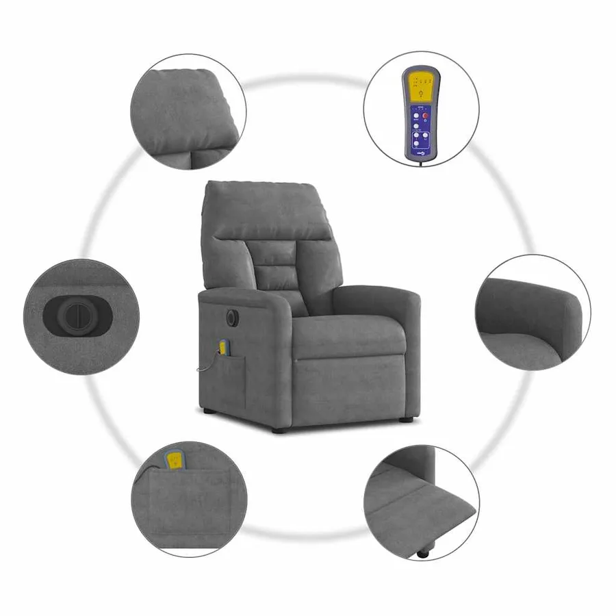 Fauteuil inclinable de massage électrique gris foncé - 13