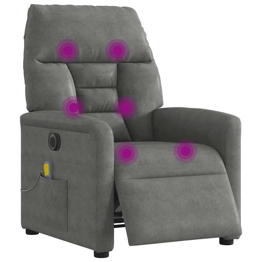 Fauteuil inclinable de massage électrique gris foncé - 2