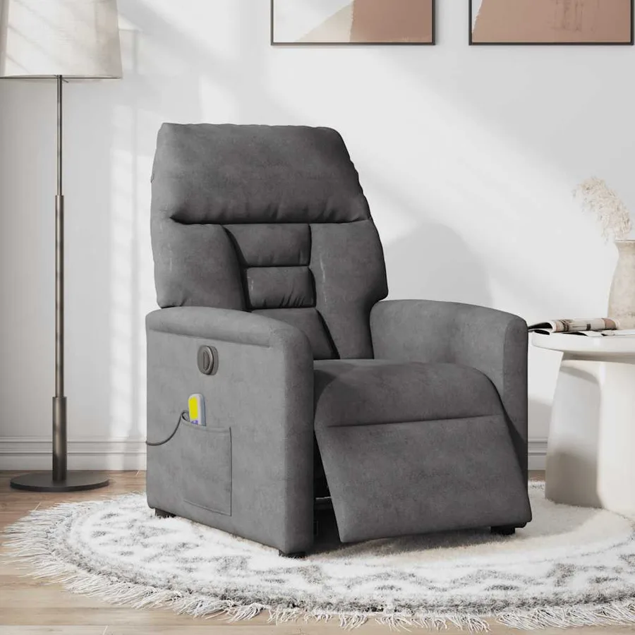 Fauteuil inclinable de massage électrique gris foncé - 3