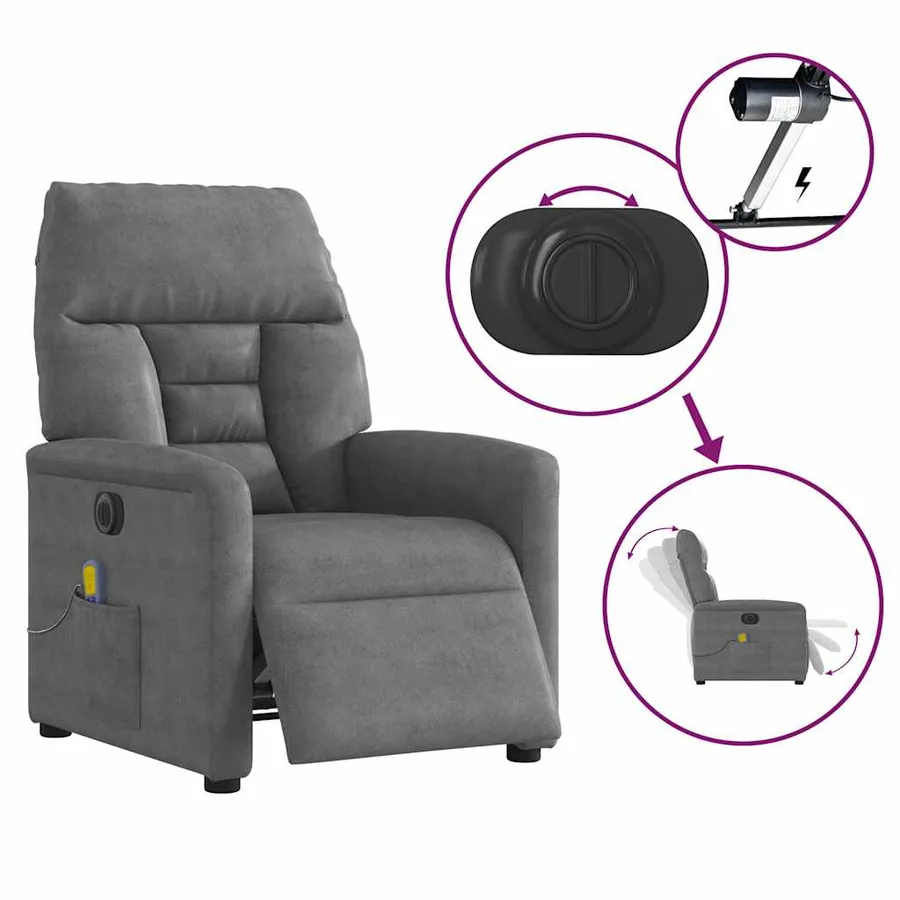 Fauteuil inclinable de massage électrique gris foncé - 8