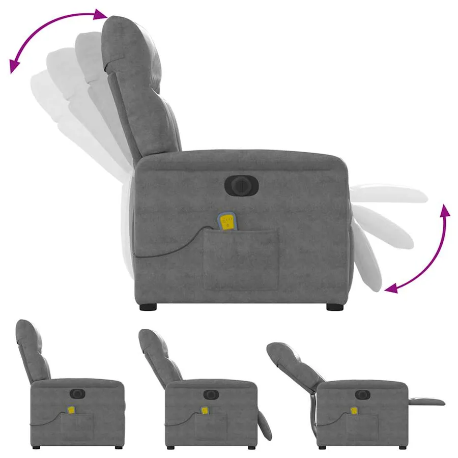 Fauteuil inclinable de massage électrique gris foncé - 9