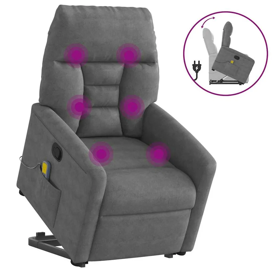Fauteuil inclinable de massage gris foncé tissu microfibre - 2