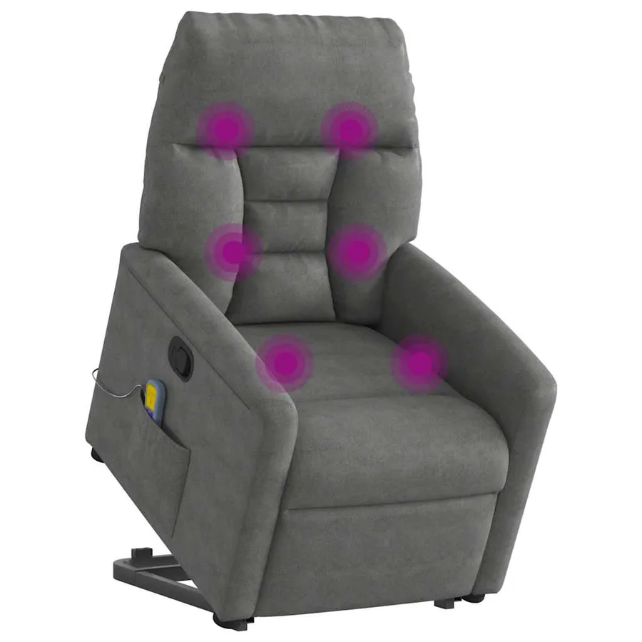 Fauteuil inclinable de massage gris foncé tissu microfibre - 3