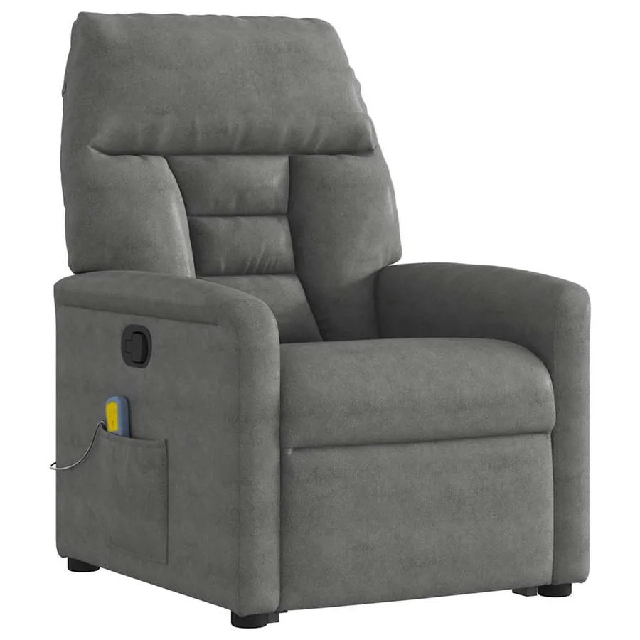 Fauteuil inclinable de massage gris foncé tissu microfibre - 4