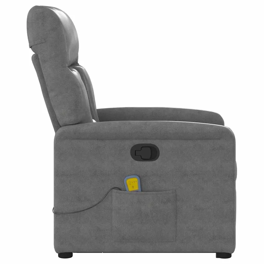 Fauteuil inclinable de massage gris foncé tissu microfibre - 6