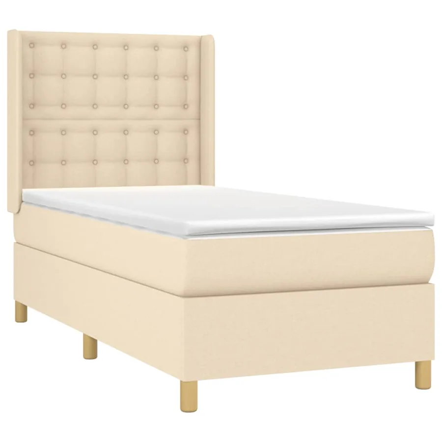 Sommier à lattes de lit avec matelas Crème 90x200 cm Tissu - 3