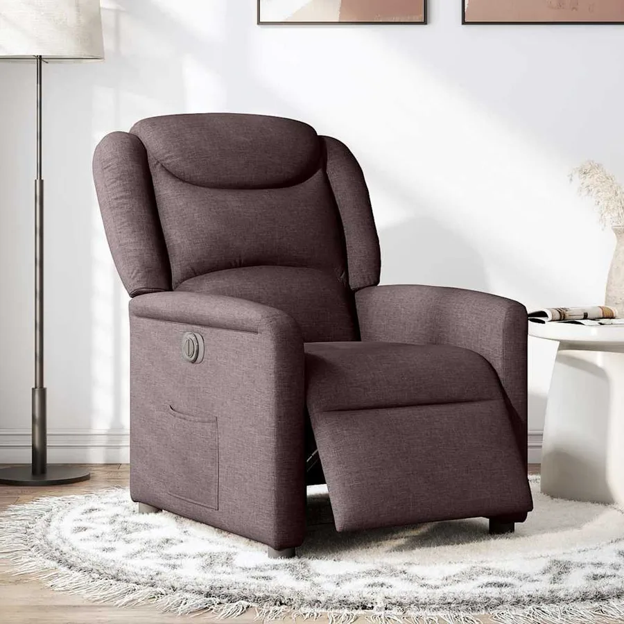 Fauteuil inclinable électrique Marron foncé Tissu - 2