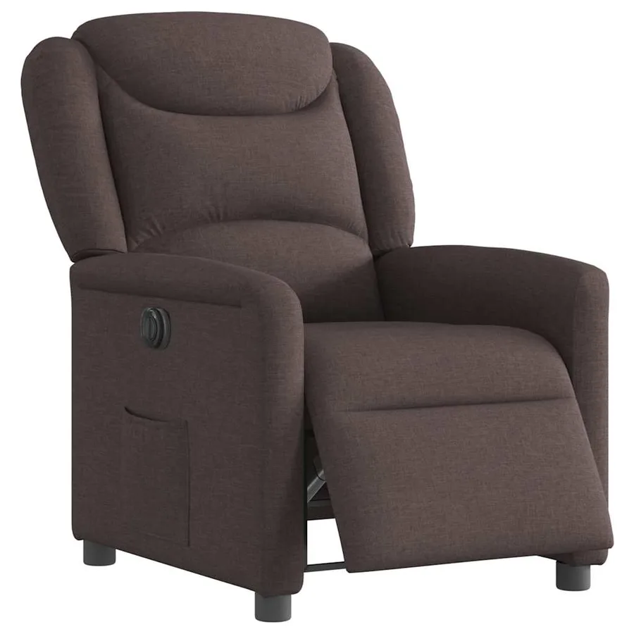 Fauteuil inclinable électrique Marron foncé Tissu - 3