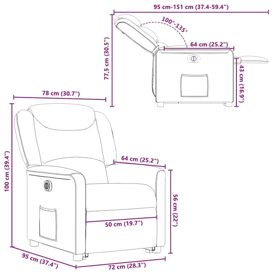 Fauteuil inclinable électrique crème tissu - 16