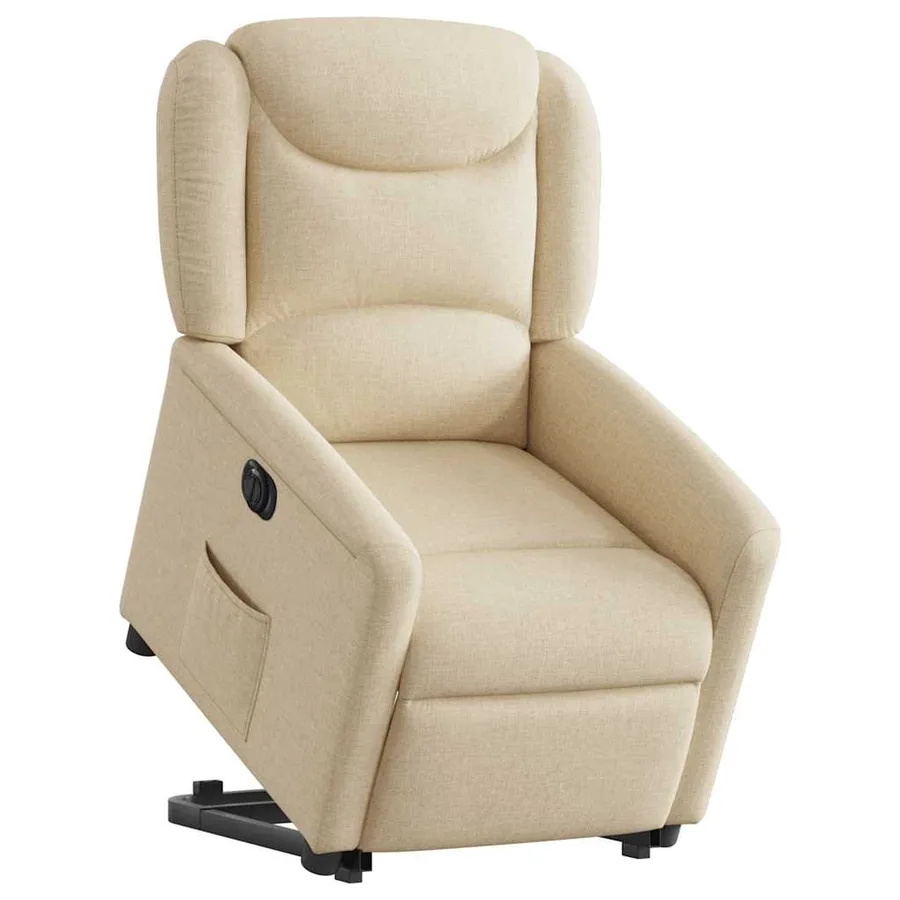 Fauteuil inclinable électrique crème tissu - 3
