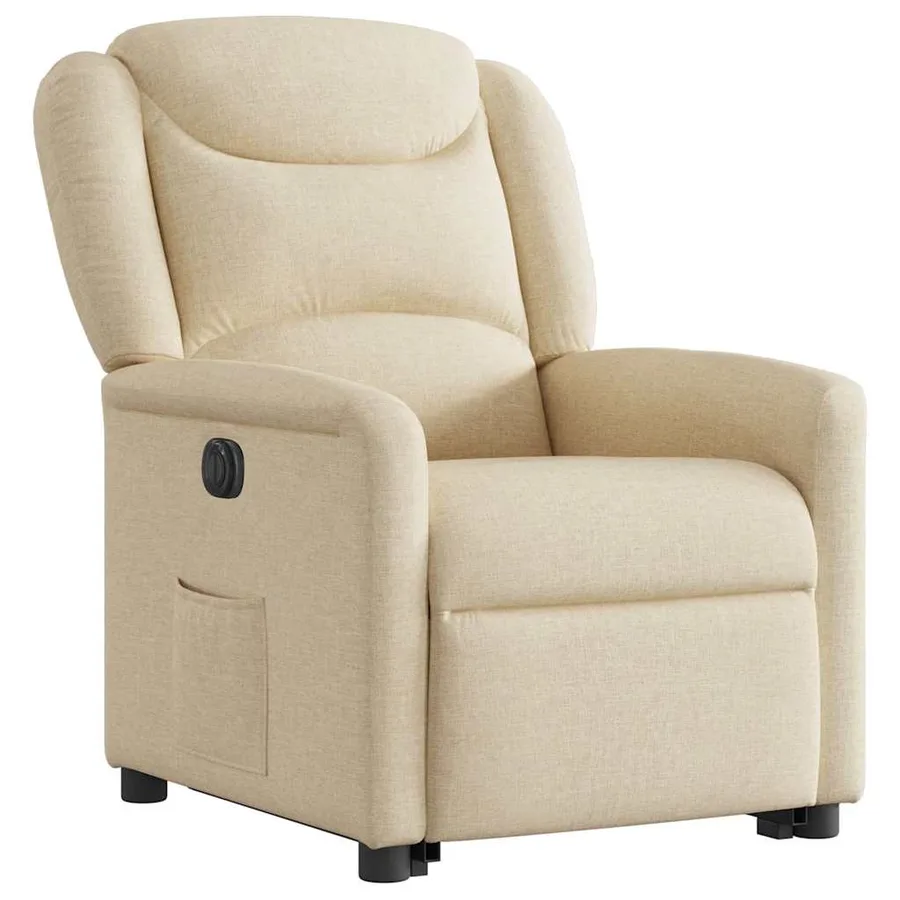 Fauteuil inclinable électrique crème tissu - 4