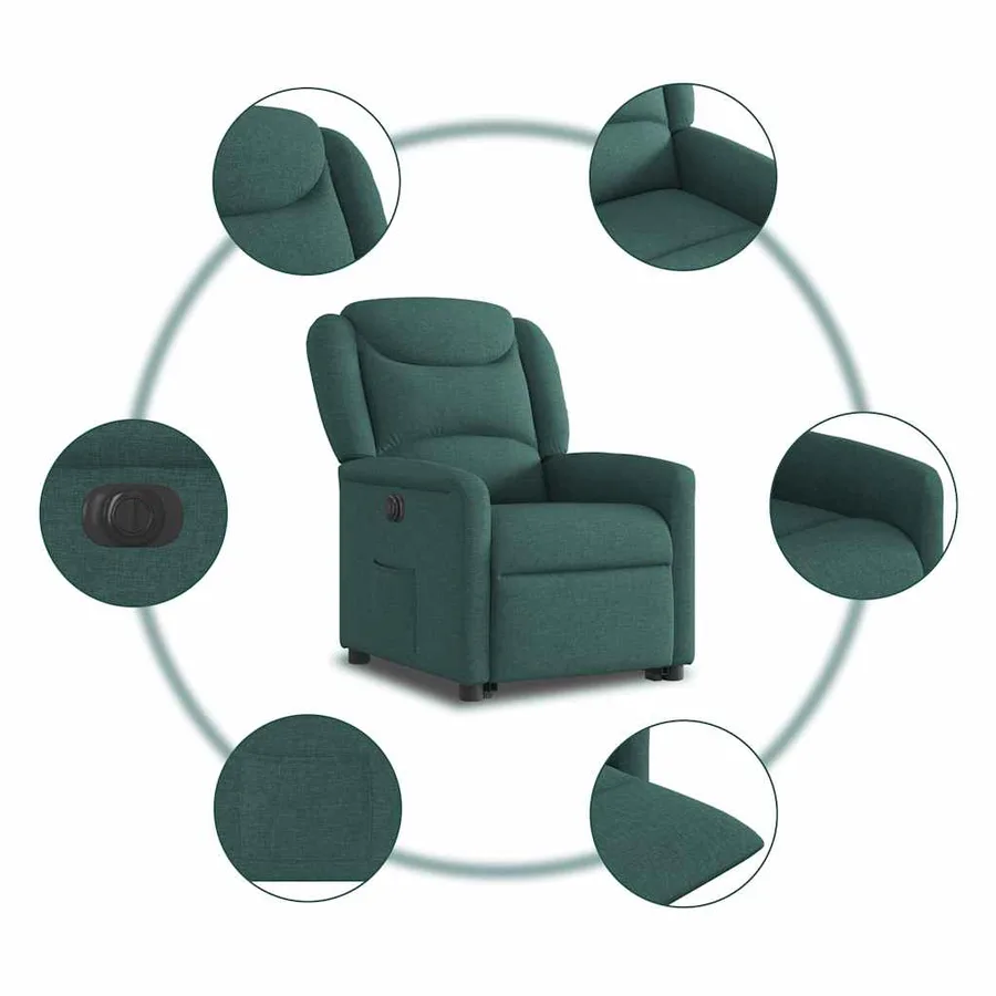 Fauteuil inclinable électrique vert foncé tissu - 11