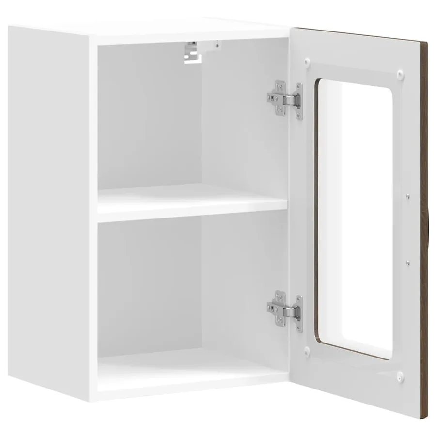 Armoire murale de cuisine et porte en verre Kalmar chêne marron - 10