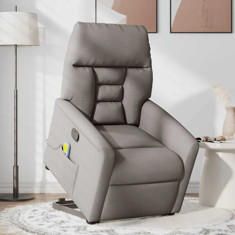 Fauteuil inclinable de massage Taupe Tissu - 2