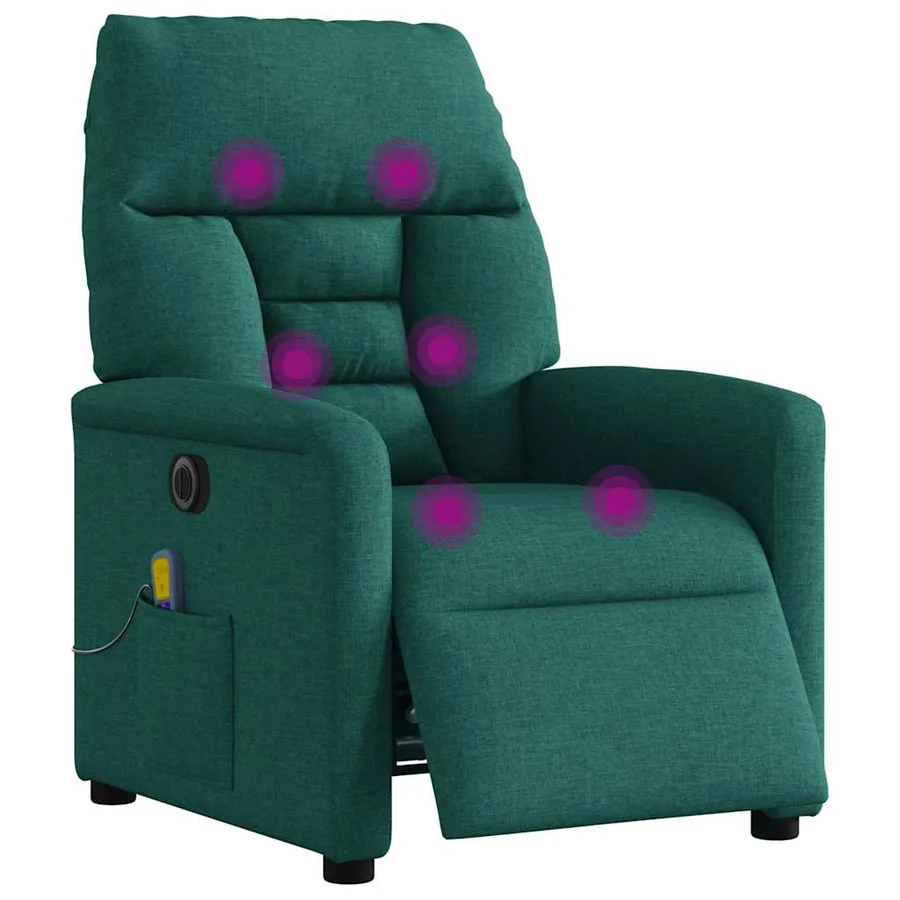 Fauteuil de massage inclinable électrique Vert foncé Tissu - 3