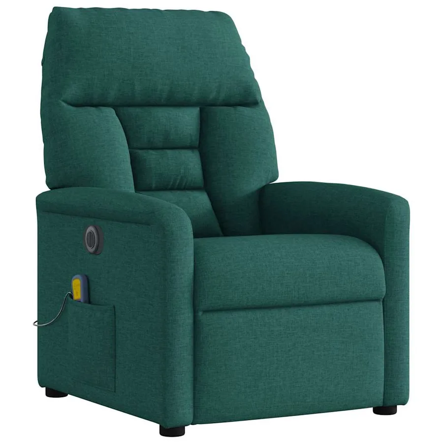 Fauteuil de massage inclinable électrique Vert foncé Tissu - 4