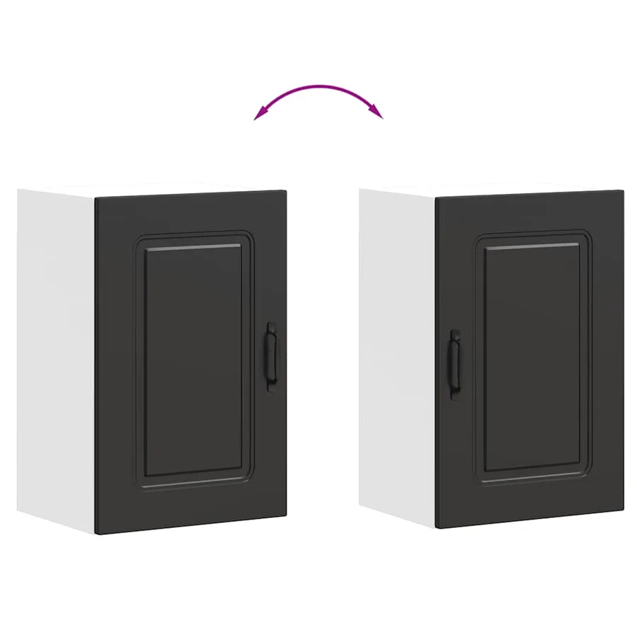 Armoire murale de cuisine Kalmar noir bois d'ingénierie - 9