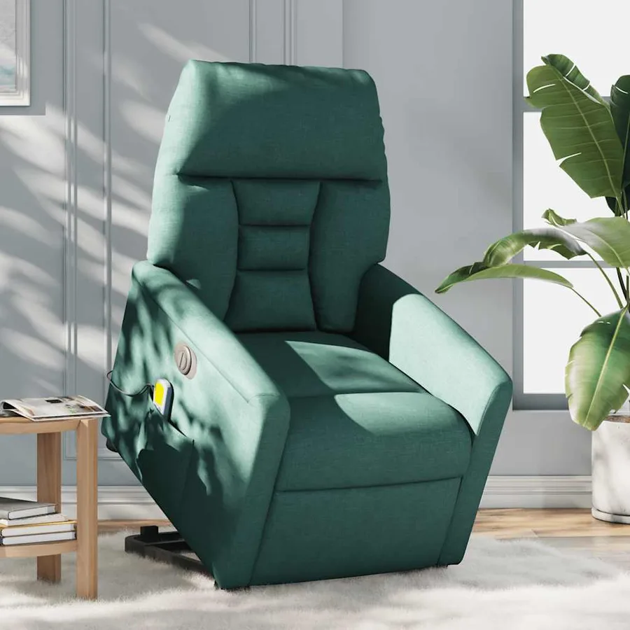 Fauteuil inclinable de massage électrique Vert foncé Tissu - 2