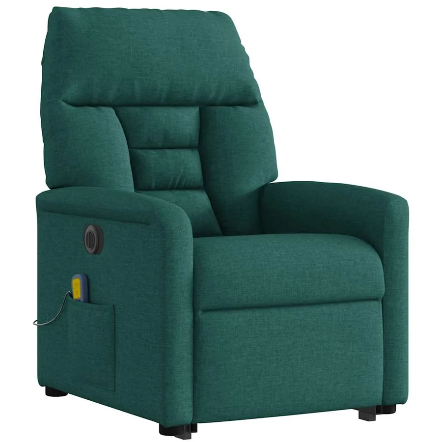 Fauteuil inclinable de massage électrique Vert foncé Tissu - 3