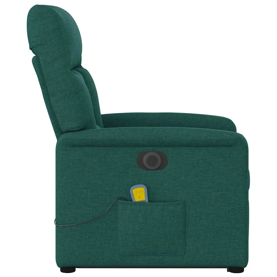 Fauteuil inclinable de massage électrique Vert foncé Tissu - 7