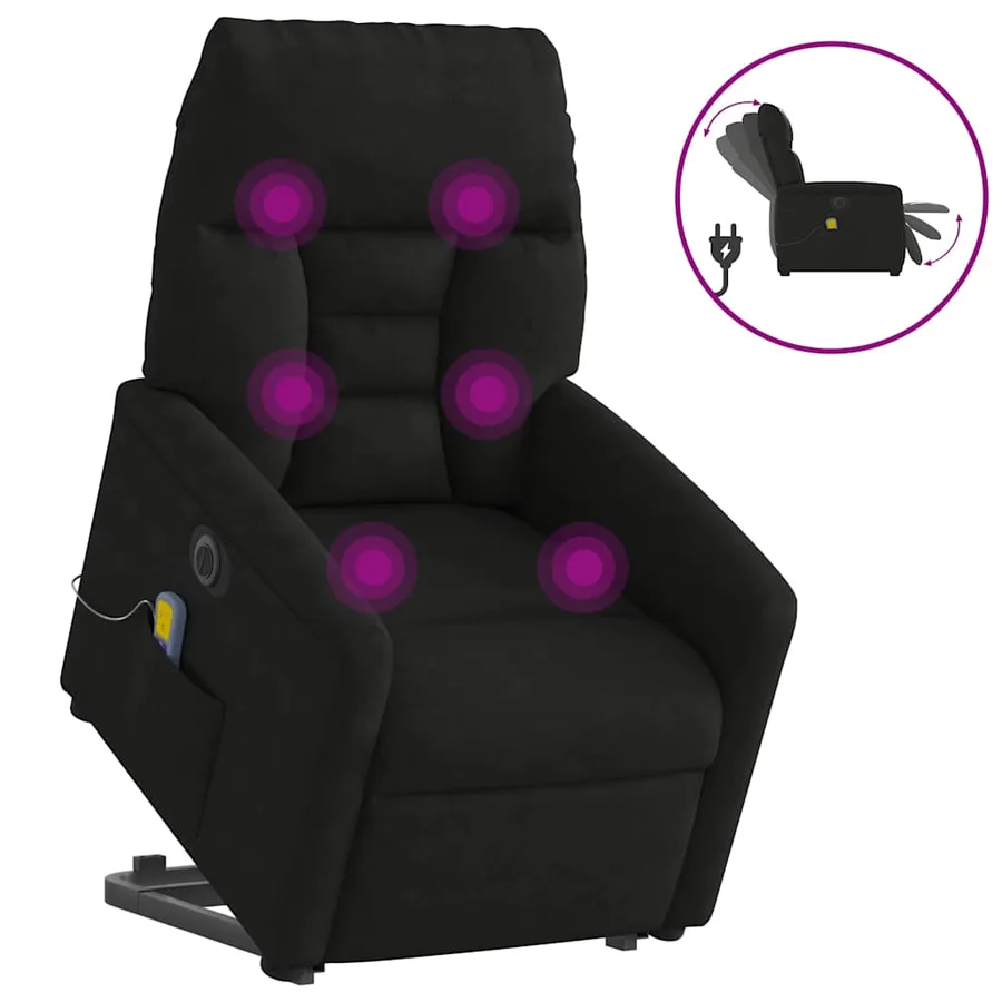 Fauteuil inclinable de massage électrique noir tissu microfibre - 2