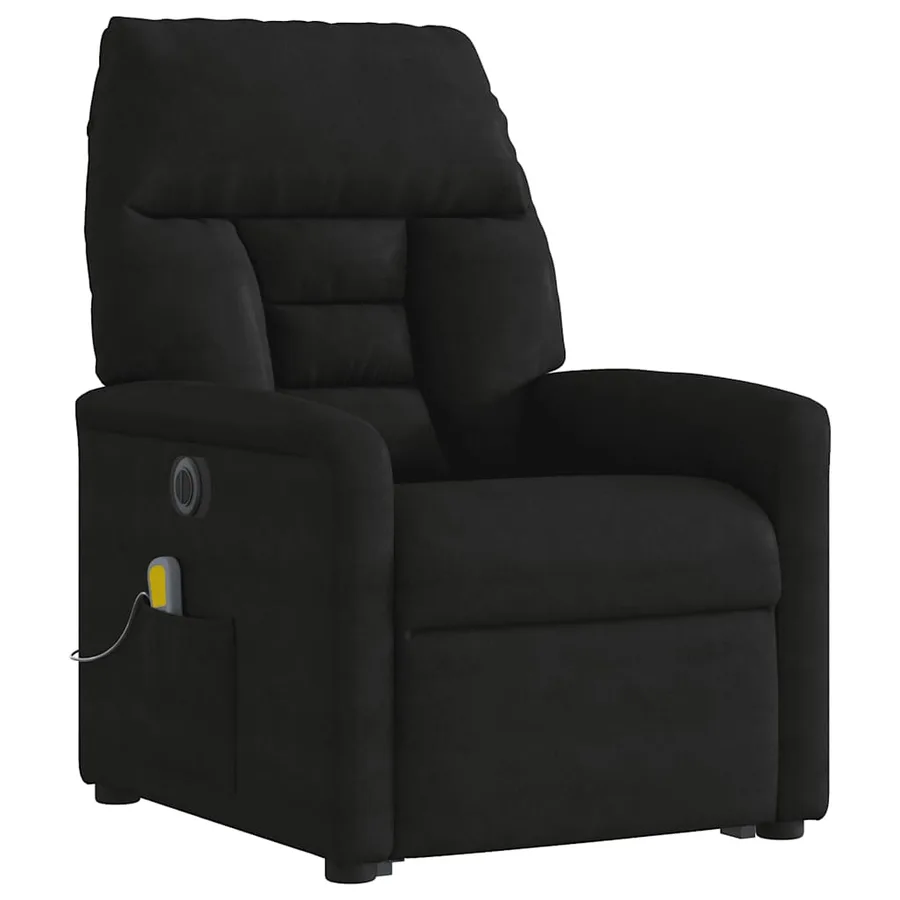 Fauteuil inclinable de massage électrique noir tissu microfibre - 4