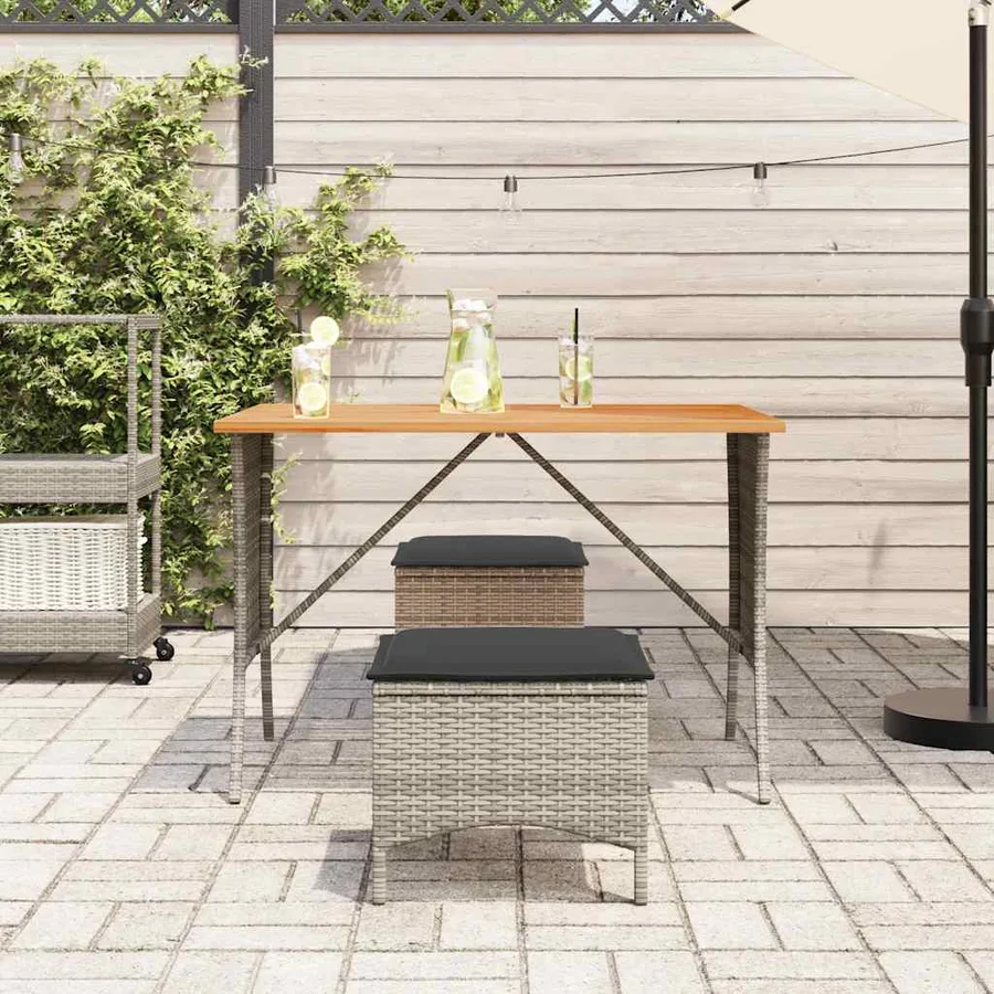 Table de jardin avec dessus en bois d'acacia gris 105x75x72 cm - 3